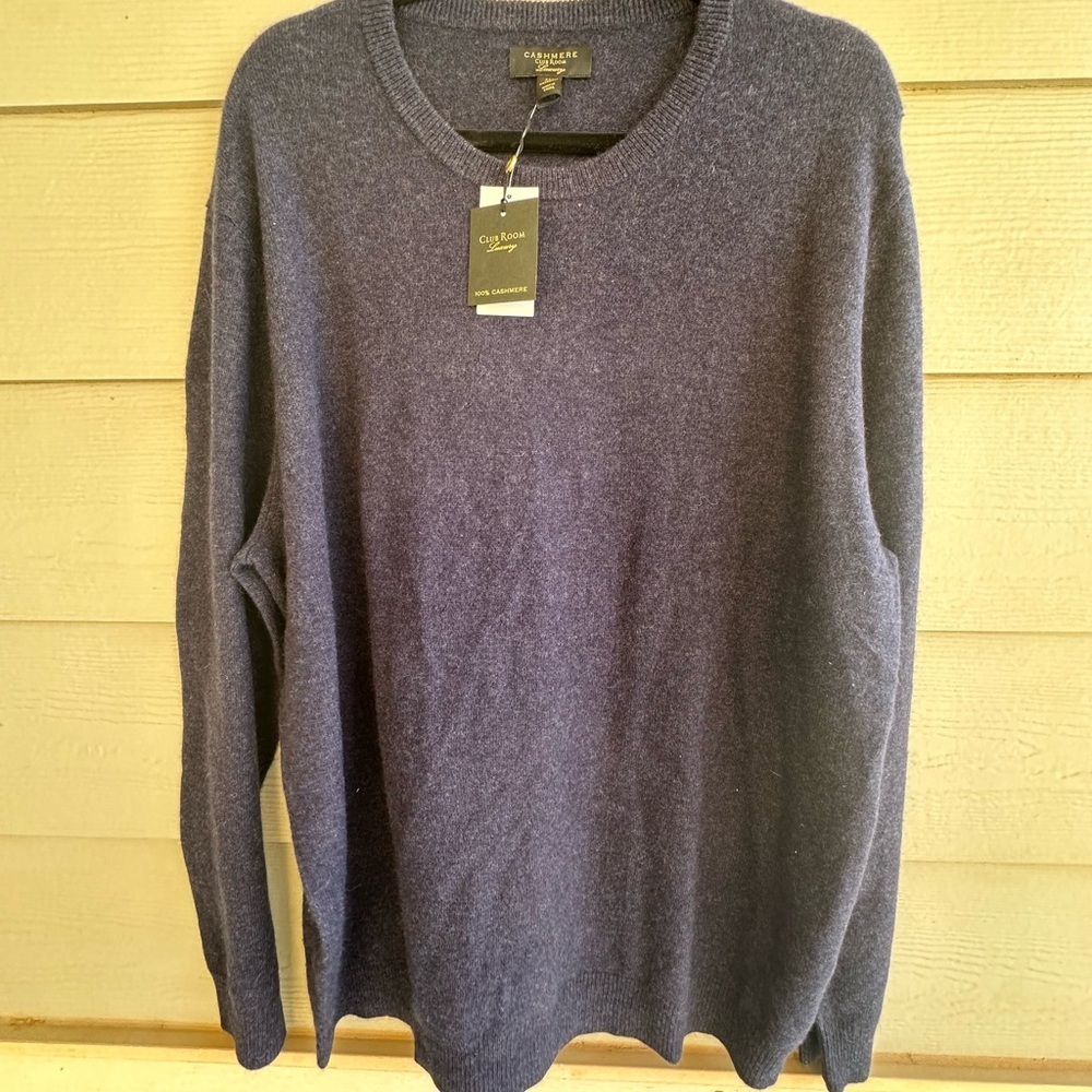 100% Cashmere Club Room Blue Crewneck Sweater